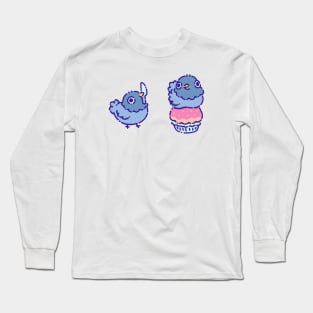 Pigeons with a knife and cupcake Long Sleeve T-Shirt